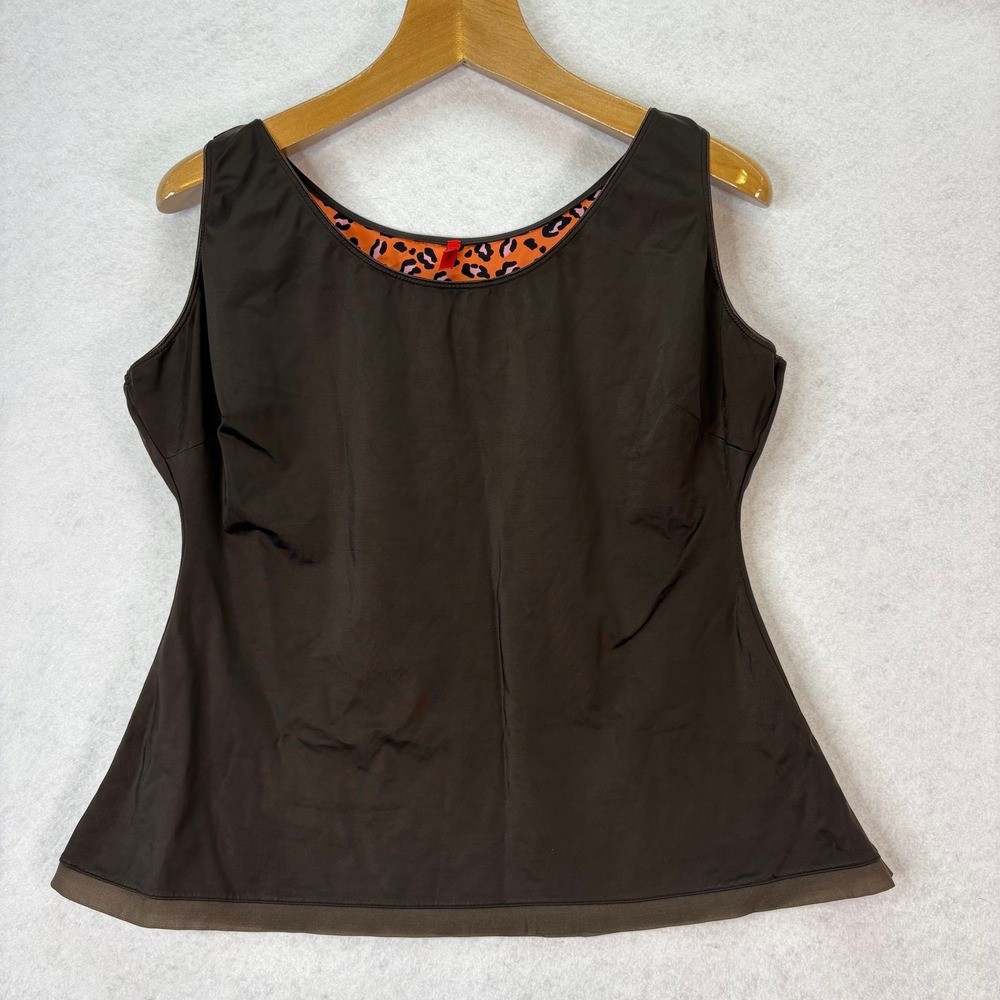Spanx Brown Leopard Trim Smoothing Camisole Tank‎ Top Womens 3X Shapewear Base